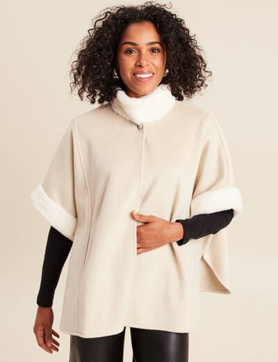 Poncho cape coupe ample ivoire femme