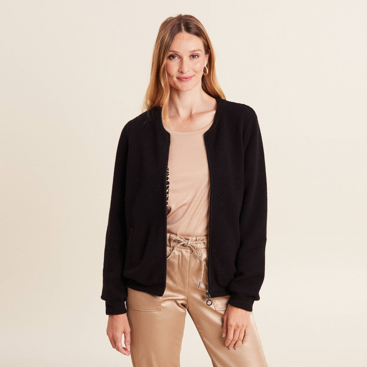 Gilet réversible manches longues noir femme