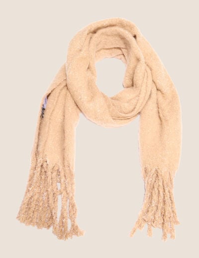Echarpe plaid en tissu fluide couleur or femme