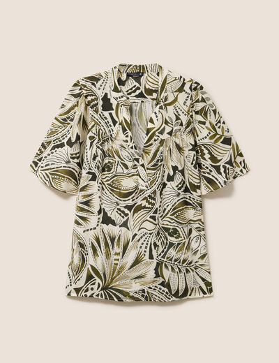 Blouse ample manches courtes fluide vert femme