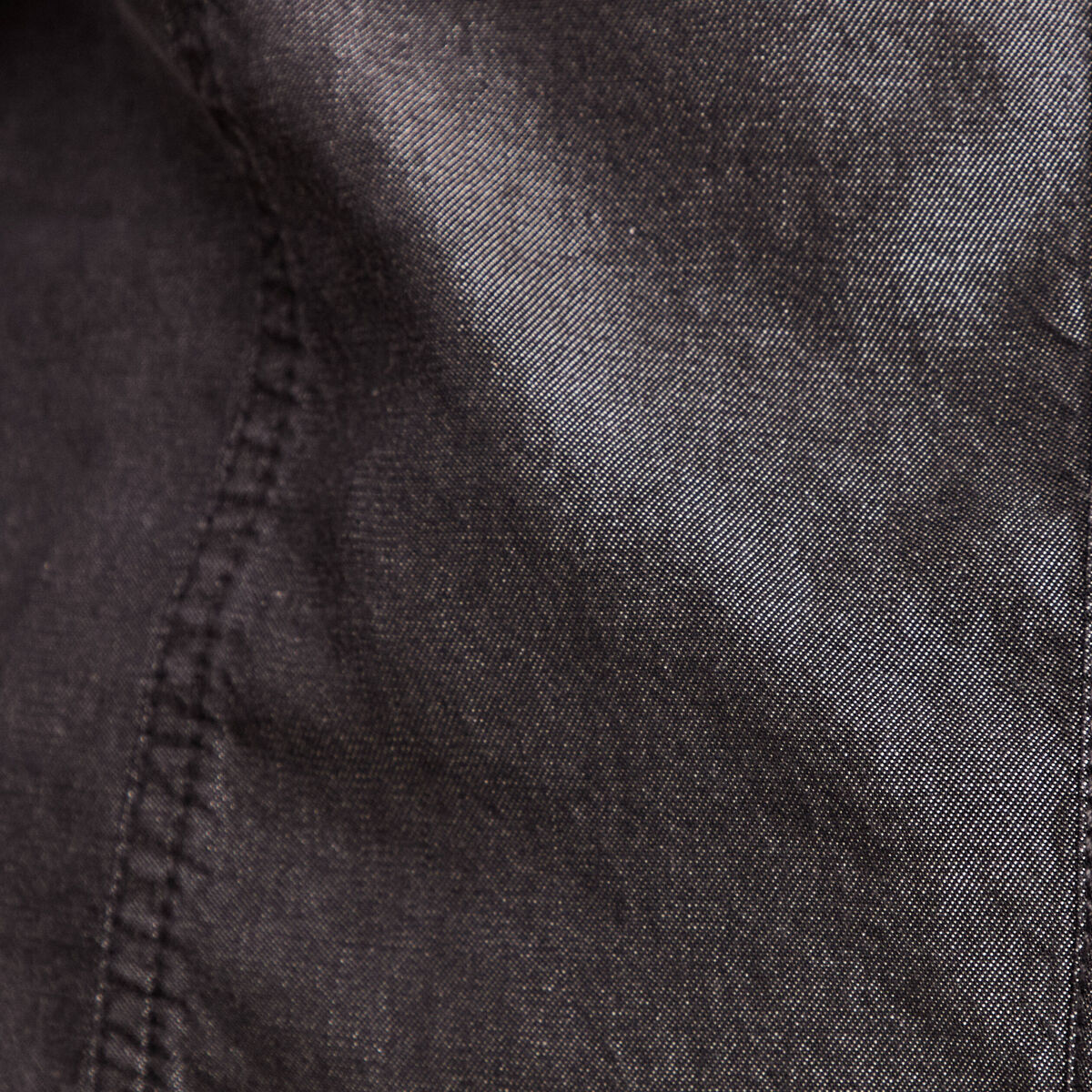 Chemise bi-mati&egrave;re manches longues denim gris femme