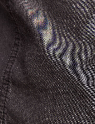 Chemise bi-mati&egrave;re manches longues denim gris femme