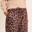 Pantalon droit 7/8&egrave;me taille haute daim marron femme