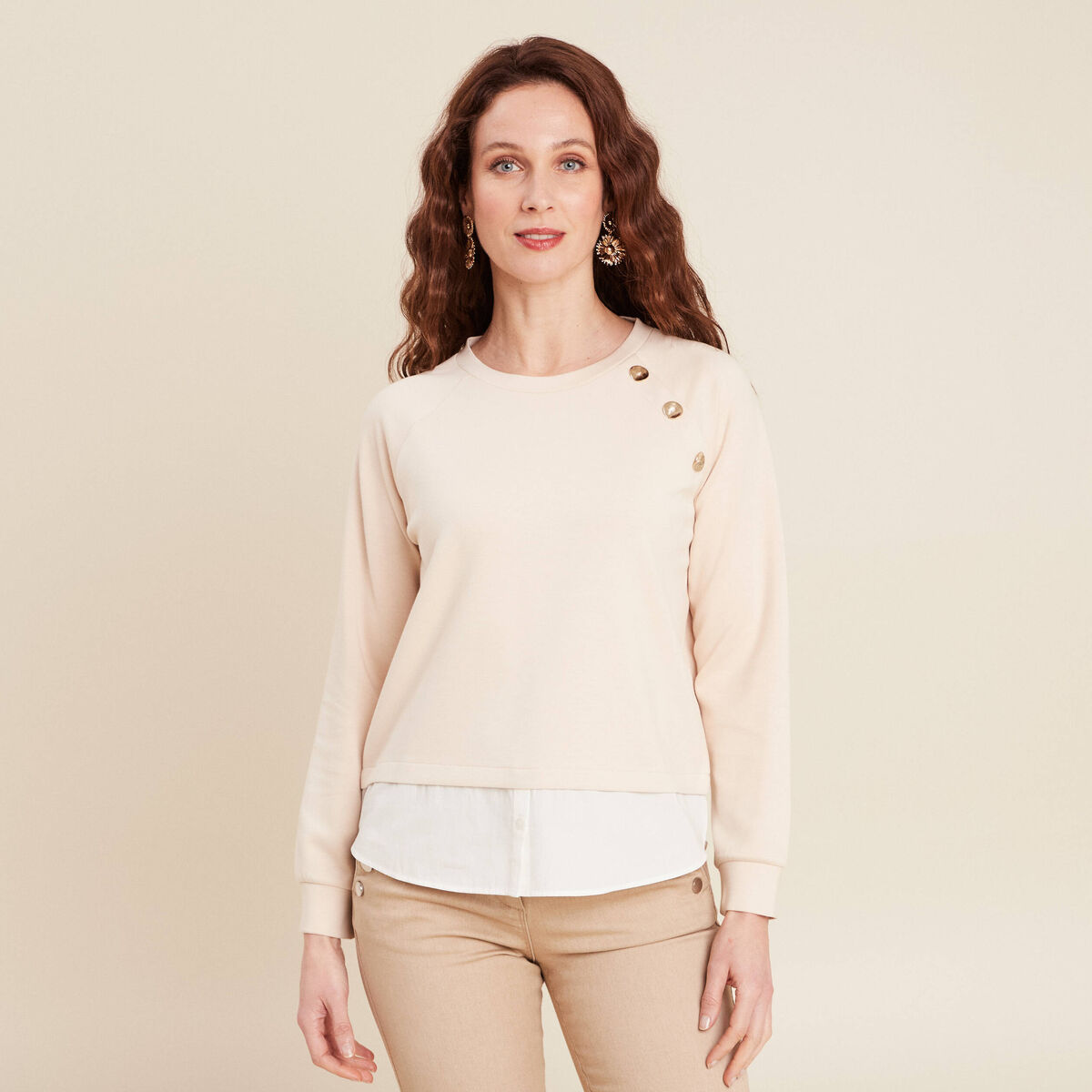 Sweat manches longues sable femme