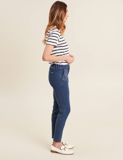 Jean ajusté 7/8ème à pont denim double stone femme