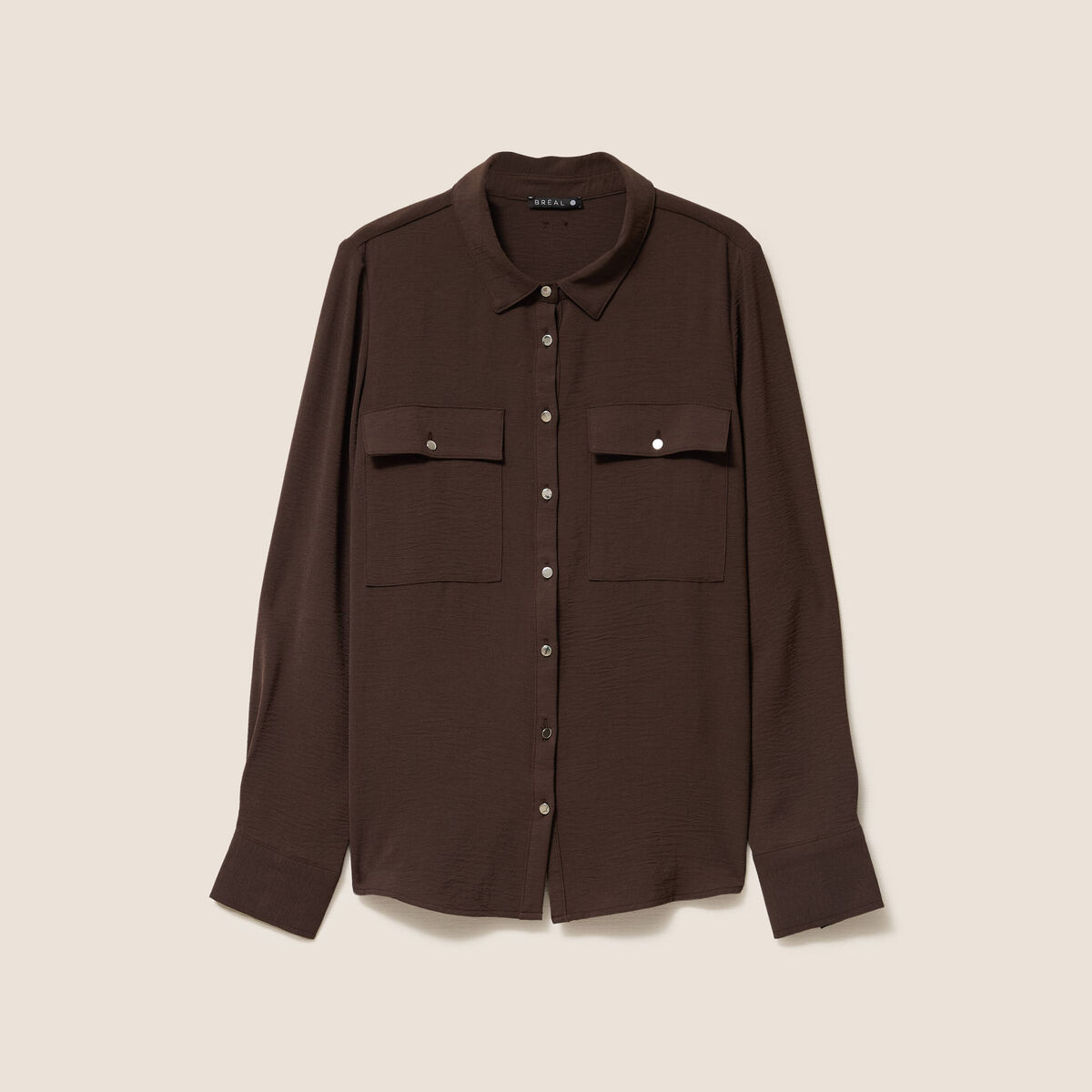 Chemise manches longues marron femme