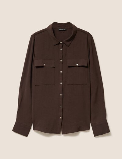 Chemise manches longues marron femme