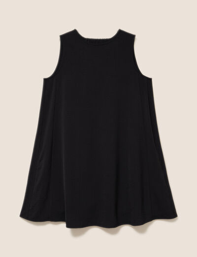 Robe courte &eacute;vas&eacute;e sans manches col rond noir femme