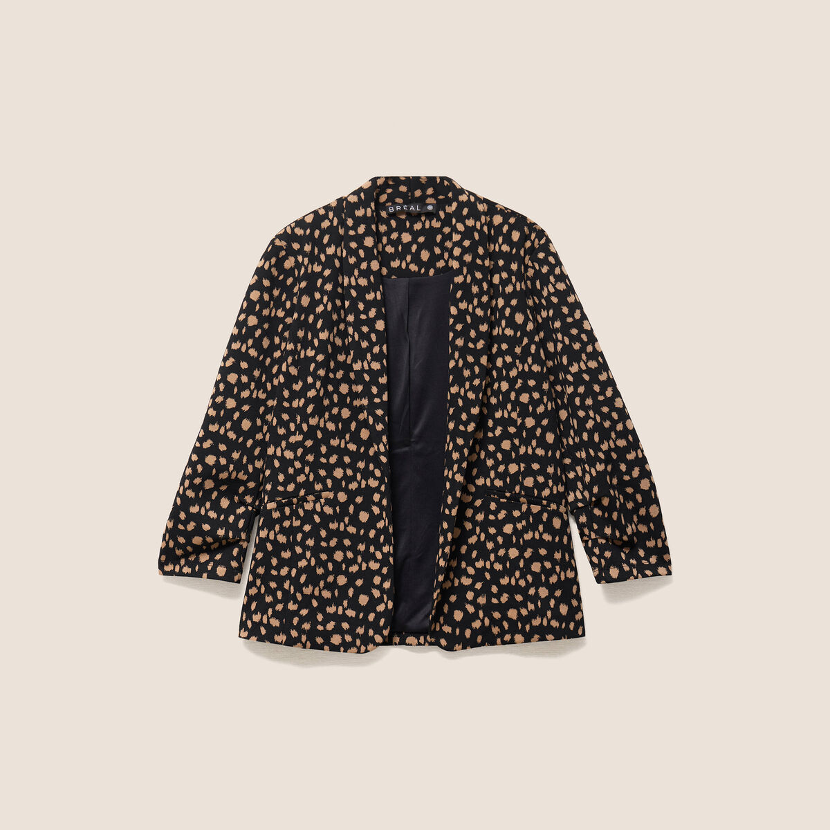 Blazer droit jacquard col tailleur noir femme