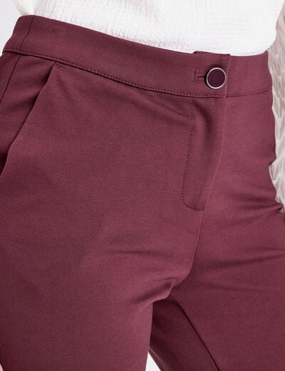 Pantalon ajusté taille basculée bordeaux femme