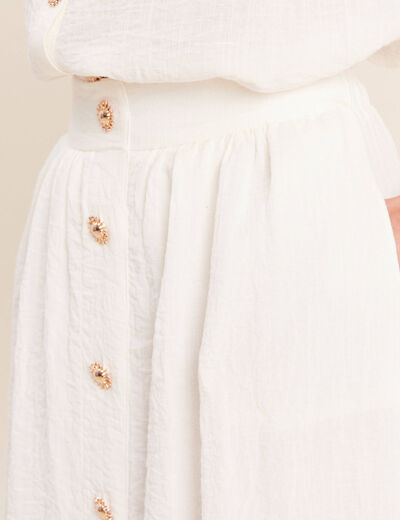 Jupe pliss&eacute;e taille haute doubl&eacute;e ecru femme