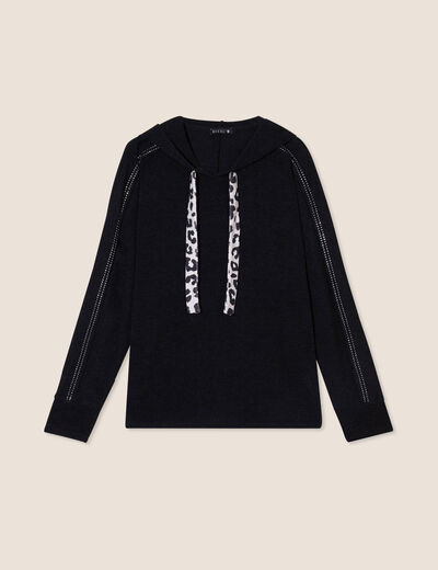 Pull à capuche noir femme