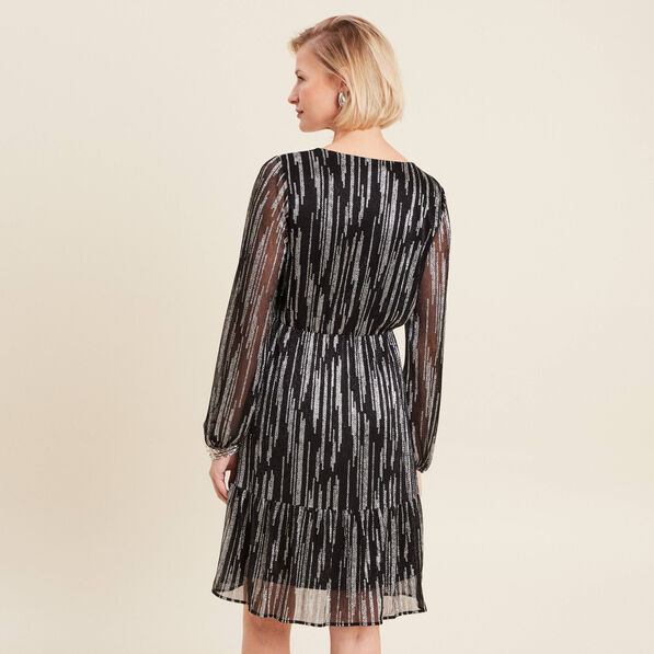 Robe argentée à sequins évasée noir femme