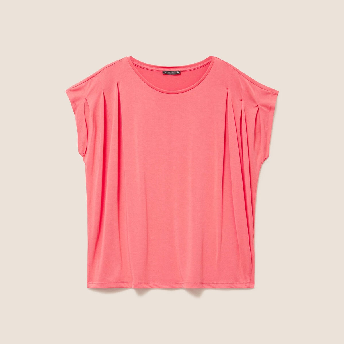 T-shirt droit col rond manches courtes rouge femme