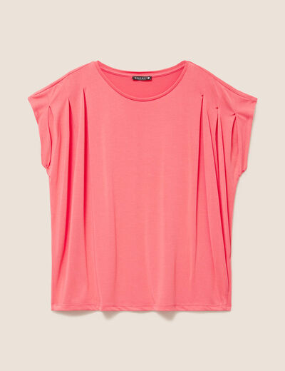 T-shirt droit col rond manches courtes rouge femme