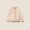 Manteau manches longues fausse fourrure ecru femme