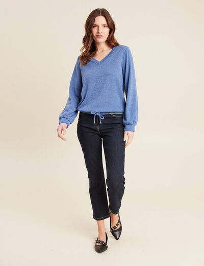 Sweat manches longues bleu ciel femme