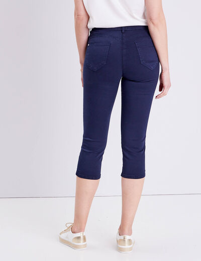 Pantacourt droit taille standard bleu marine femme