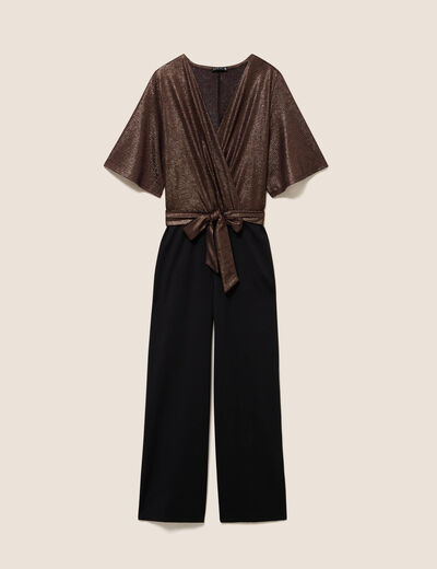 Combinaison pantalon droite marron cognac femme