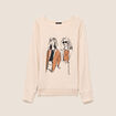 Pull col rond manches longues creme femme