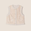 Gilet r&eacute;versible laine mouton beige femme