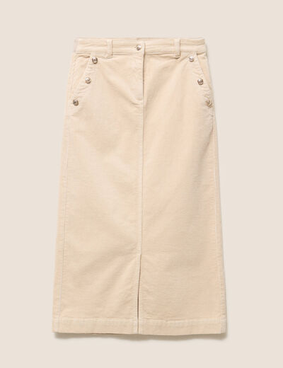 Jupe droite longue en velours sable femme