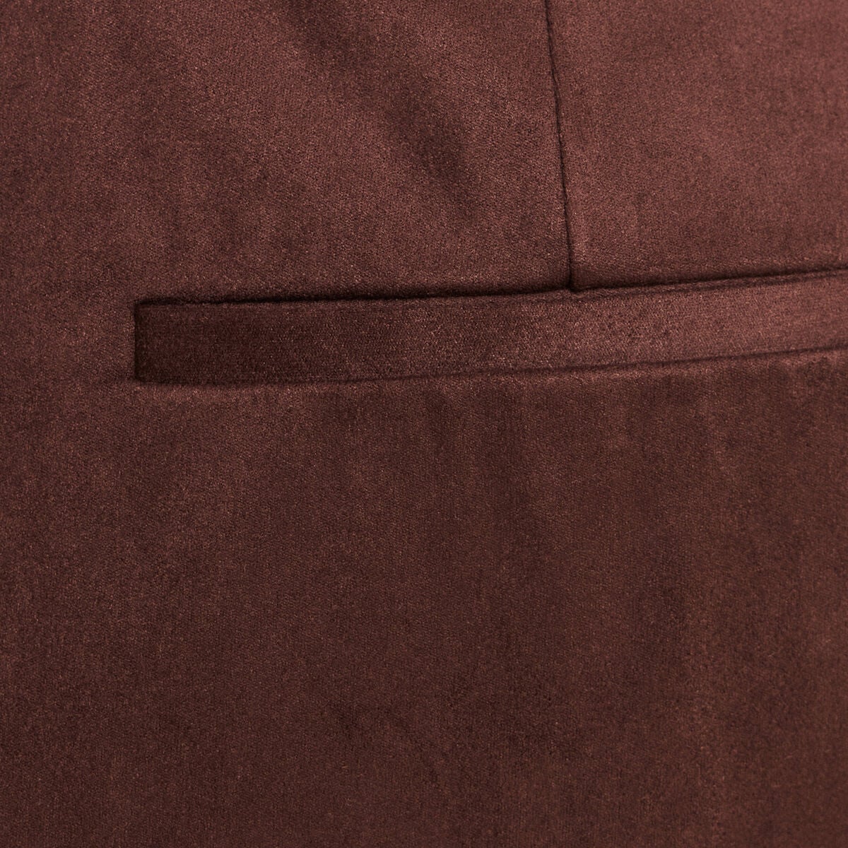 Pantalon large 7/8&egrave;me aspect daim marron fonc&eacute; femme