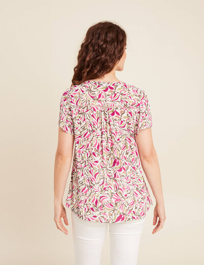Blouse crêpe manches courtes vert kaki femme