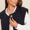Gilet ample sans manches bleu fonc&eacute; femme