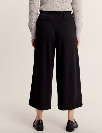 Pantalon large ceinturé noir femme