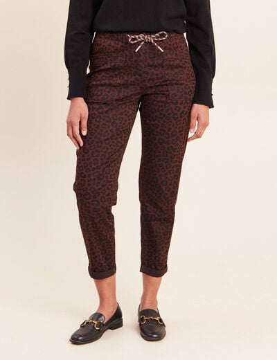 Pantalon coupe mom 7/8&egrave;me marron femme
