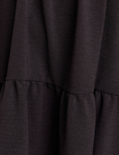 Robe courte &eacute;vas&eacute;e col v manches courtes noir femme