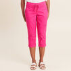 Pantacourt droit poches c&ocirc;t&eacute;s rose fushia femme