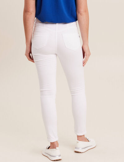Jean ajusté taille standard 7/8ème blanc femme