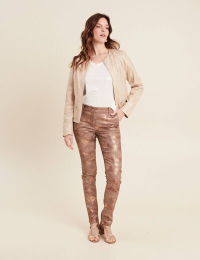 Veste suédine zippée beige femme