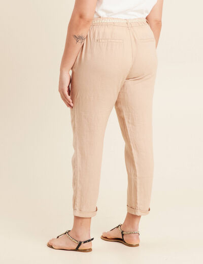 Pantalon flou ceinturé sable femme