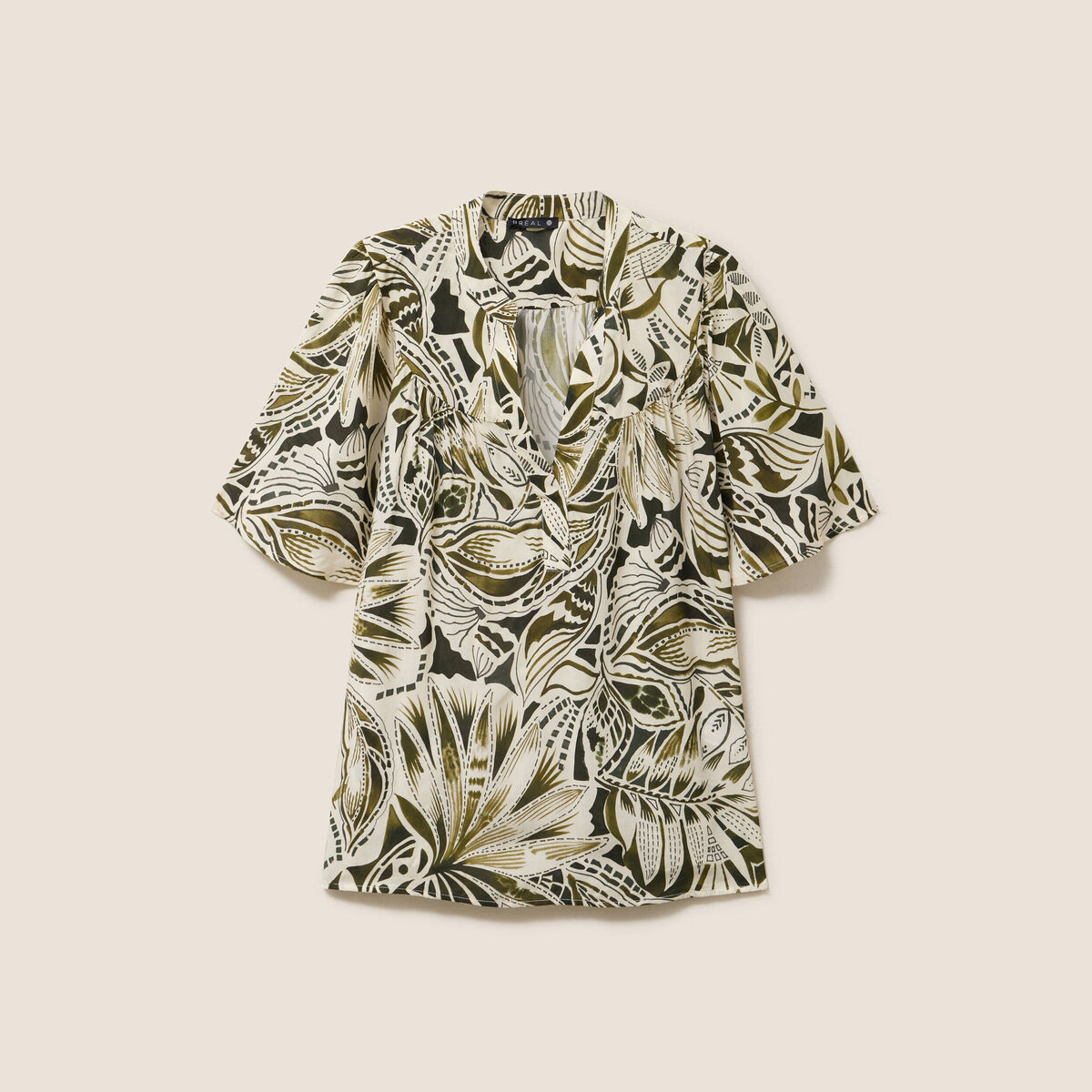 Blouse ample manches courtes fluide vert femme