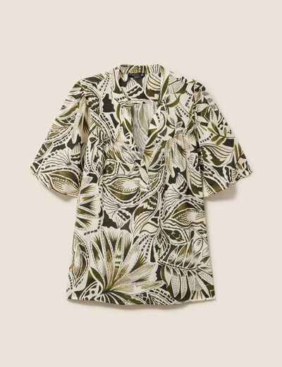 Blouse ample manches courtes fluide vert femme