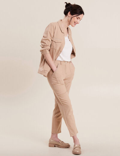 Veste droite boutonnée sable femme