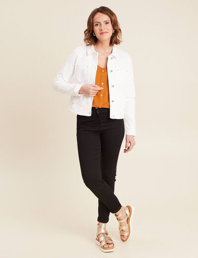 Blouson ajusté boutonné ecru femme