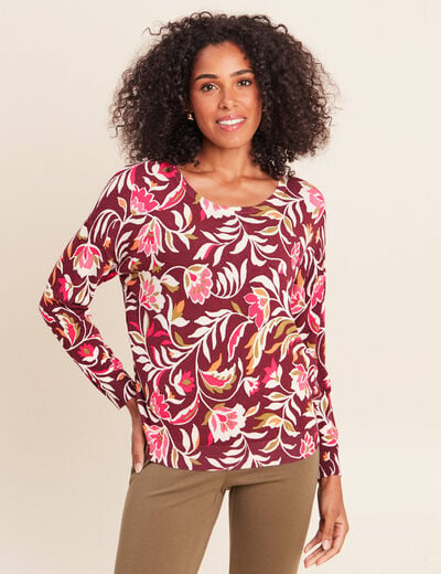Pull manches longues rose femme