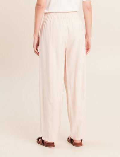Pantalon large taille haute creme femme