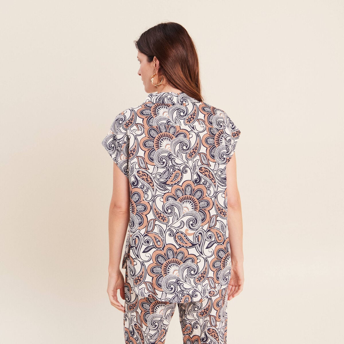 Chemise sans manches marron femme