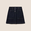 Jupe courte trap&egrave;ze en jean denim brut femme