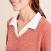 T-shirt col chemise manches 3/4 vieux rose femme