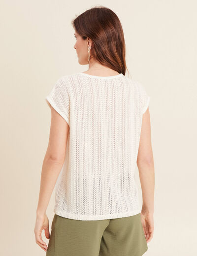 T-shirt manches courtes ecru femme