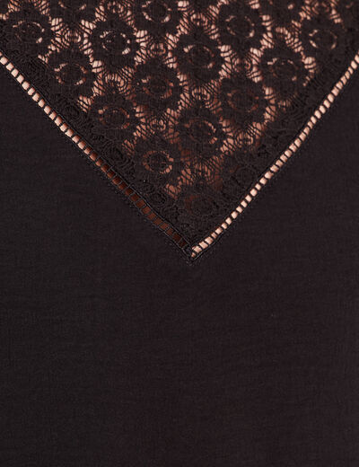 Blouse droite manches longues dentelle noir femme