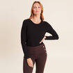 T-shirt ajust&eacute; col rond manches longues noir femme