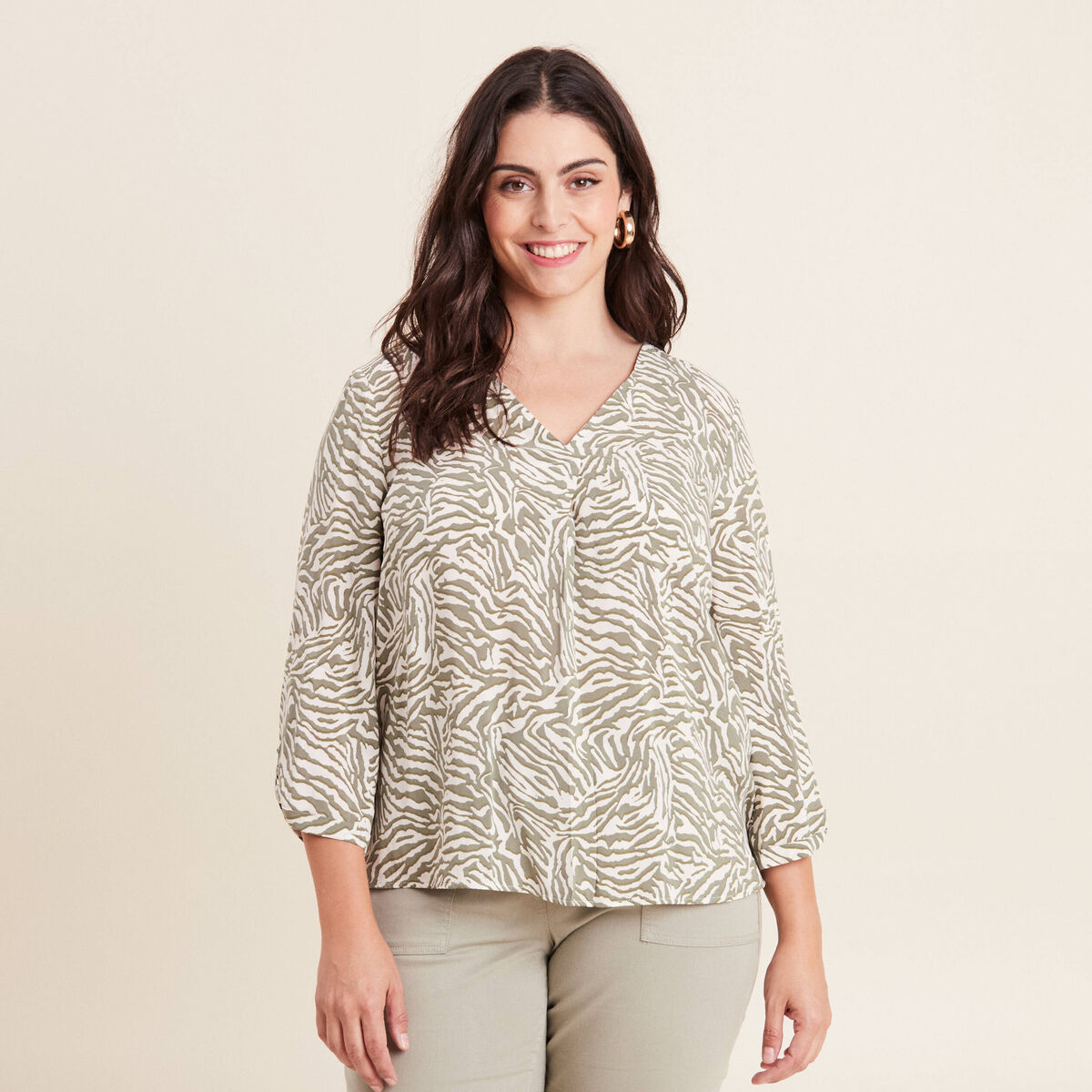 Blouse manches 3/4 noir femme