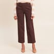 Jean large taille haute &agrave; paillettes marron fonc&eacute; femme